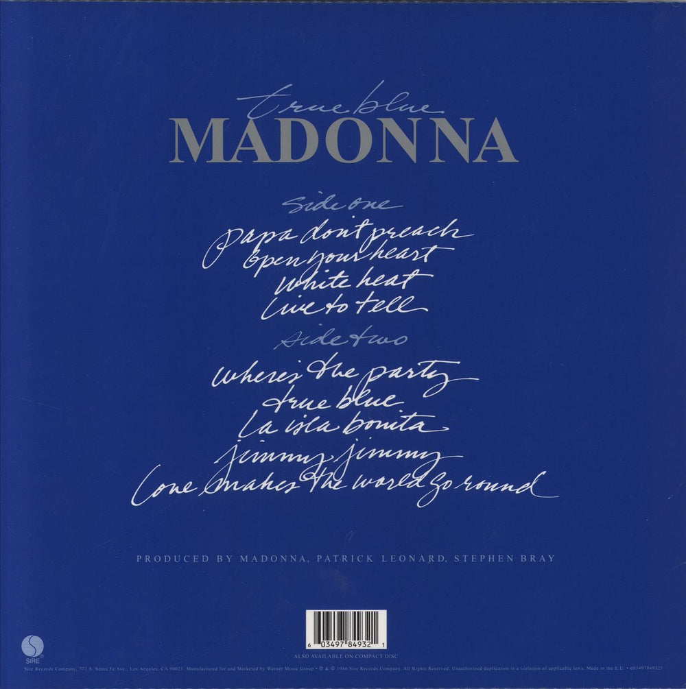 Madonna True Blue - 180gm Clear Vinyl UK vinyl LP album (LP record) 603497849321