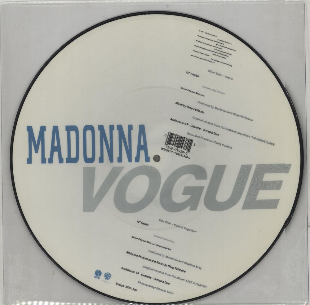 Madonna Vogue UK 12" vinyl picture disc (12 inch picture record) MAD2PVO05439