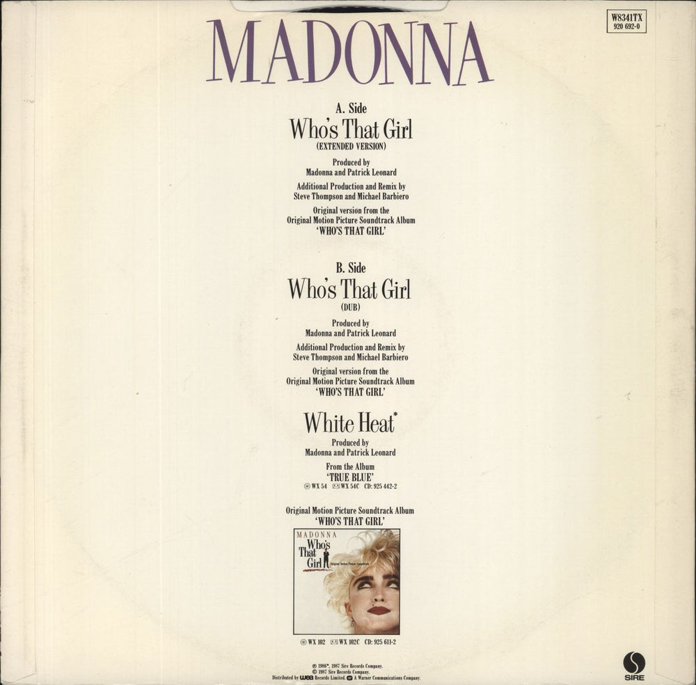 Madonna Who's That Girl - Remix - VG UK 12" vinyl single (12 inch record / Maxi-single)