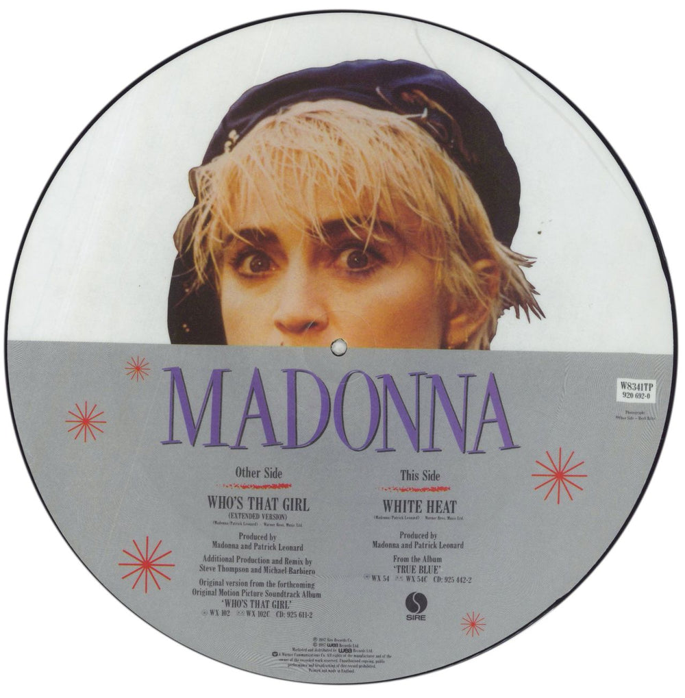 Madonna Who's That Girl - Stickered sleeve UK 12" vinyl picture disc (12 inch picture record)