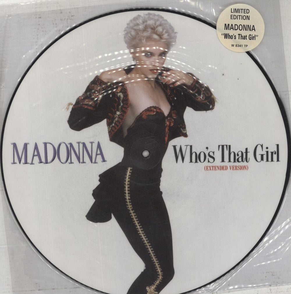 Madonna Who's That Girl - Stickered sleeve UK 12" vinyl picture disc (12 inch picture record)