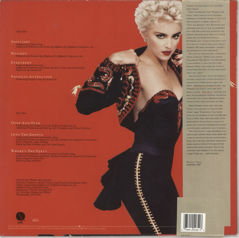 Madonna You Can Dance - Oblong Sticker, Poster & Obi UK vinyl LP album (LP record) 075992553513