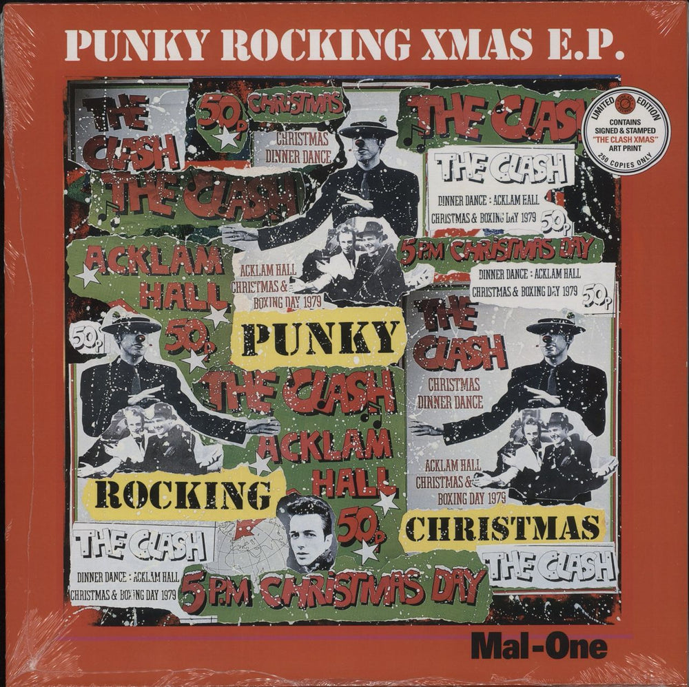 MAL-ONE Punky Rocking Xmas EP - CLASH sleeve & art print UK 12" vinyl single (12 inch record / Maxi-single) MAL-ONE12-005
