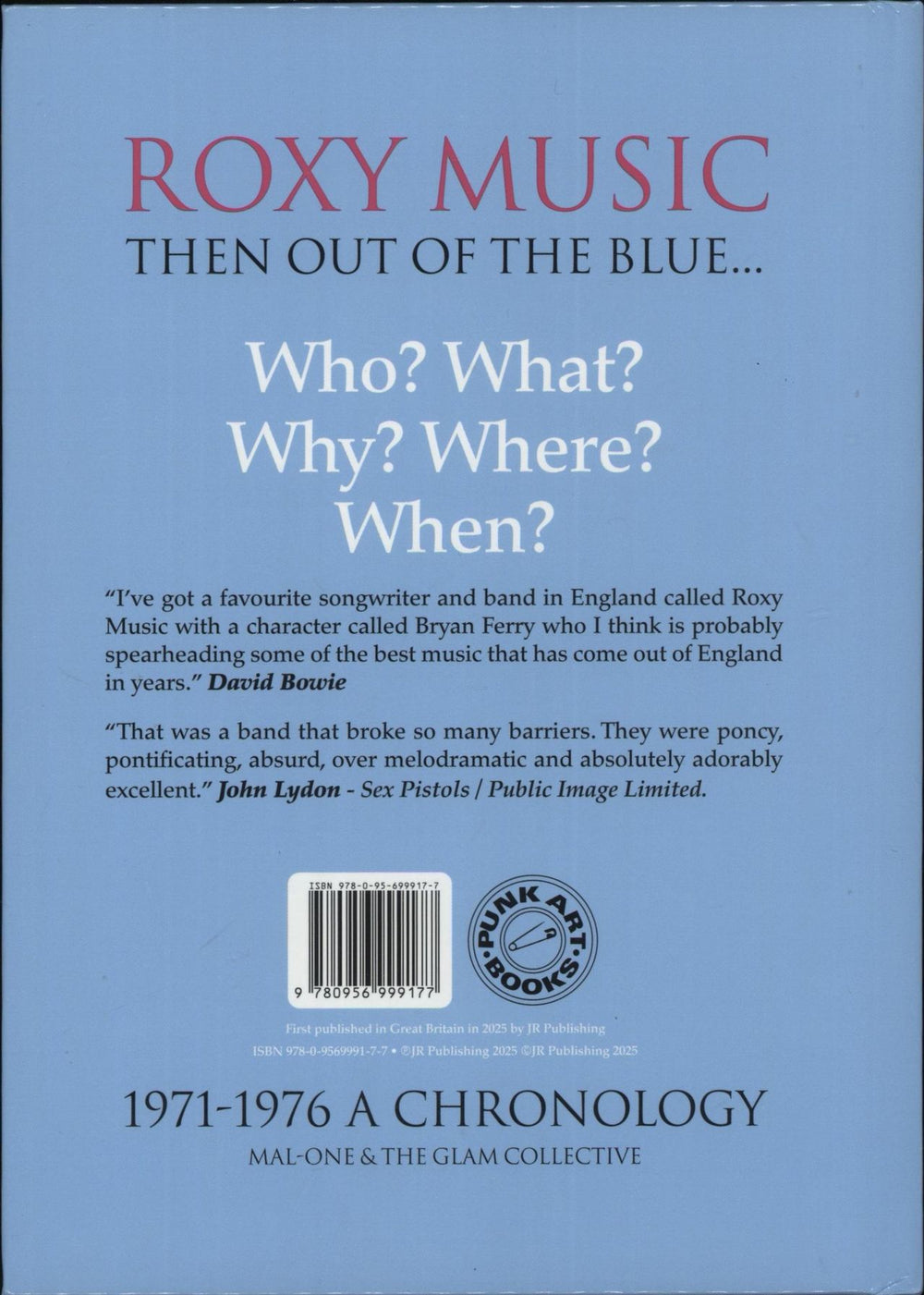 MAL-ONE Roxy Music - Then Out Of The Blue... 1971-1976 A Chronology UK book 9780956999177