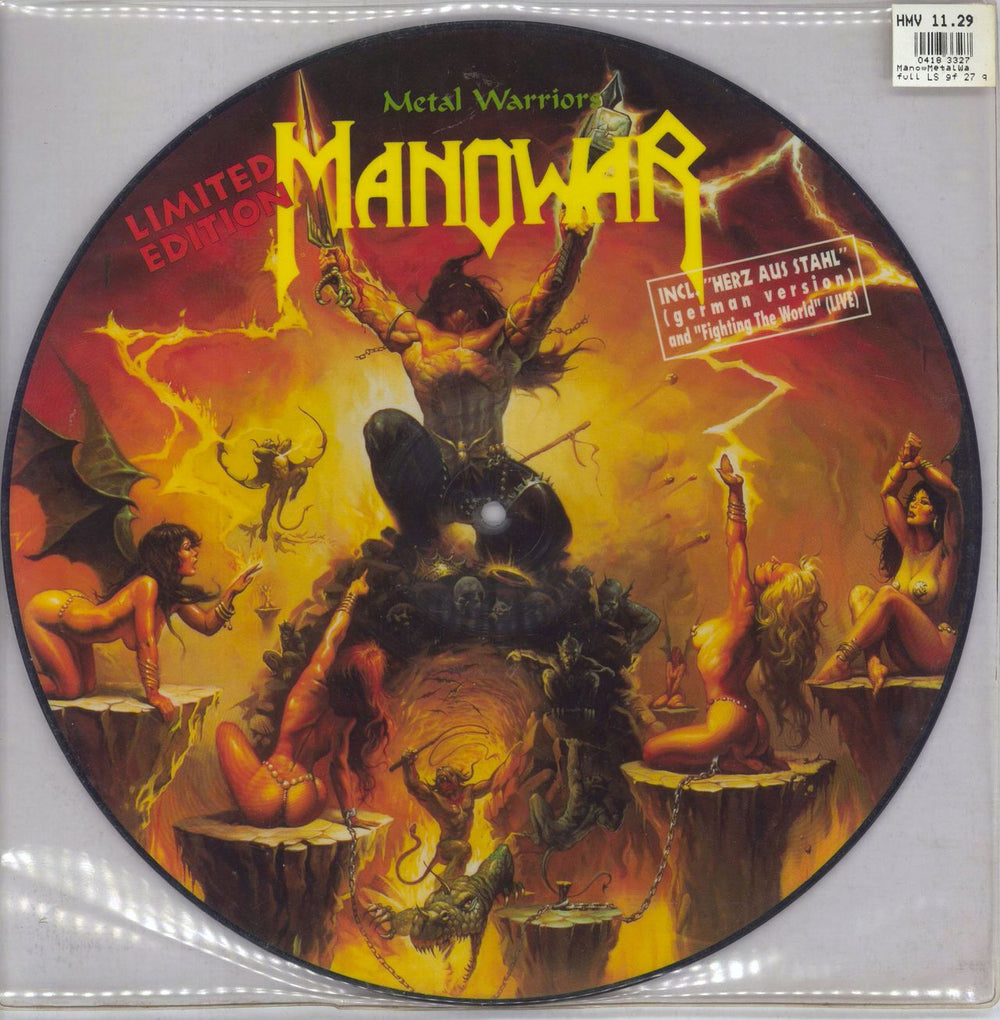 Manowar Metal Warriors German 12" vinyl picture disc (12 inch picture record) 7567-85781-8