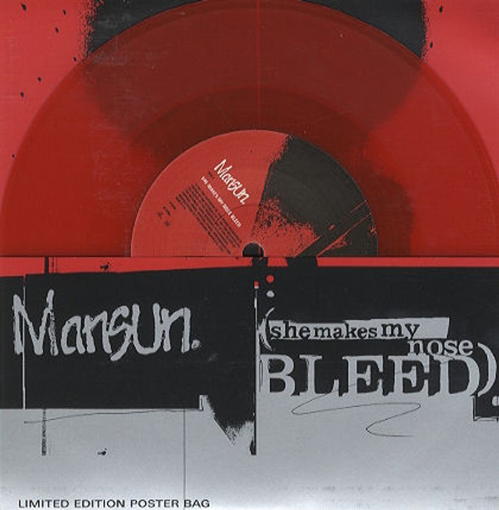 Mansun She Makes My Nose Bleed - Red - Poster Sleeve UK 7" vinyl single (7 inch record / 45) R6458