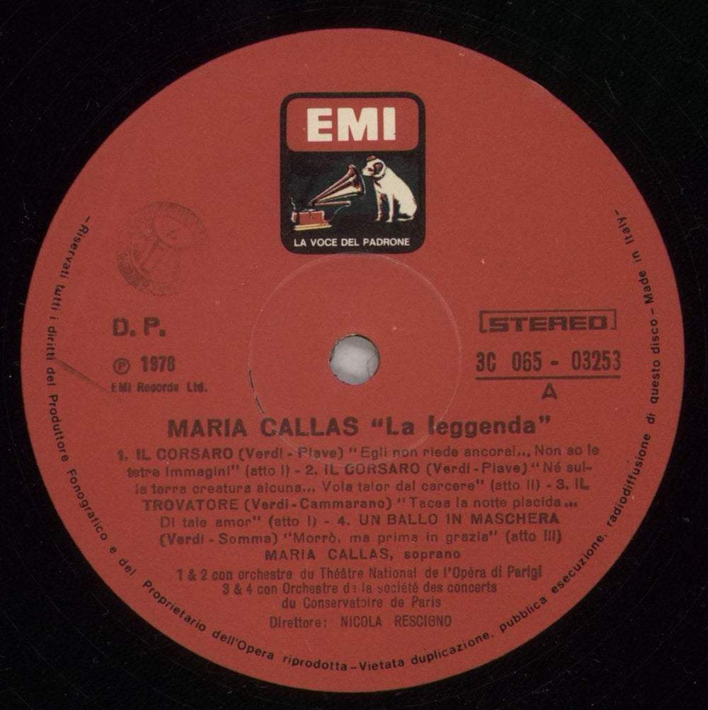 Maria Callas La Leggenda Italian vinyl LP album (LP record) M44LPLA880165