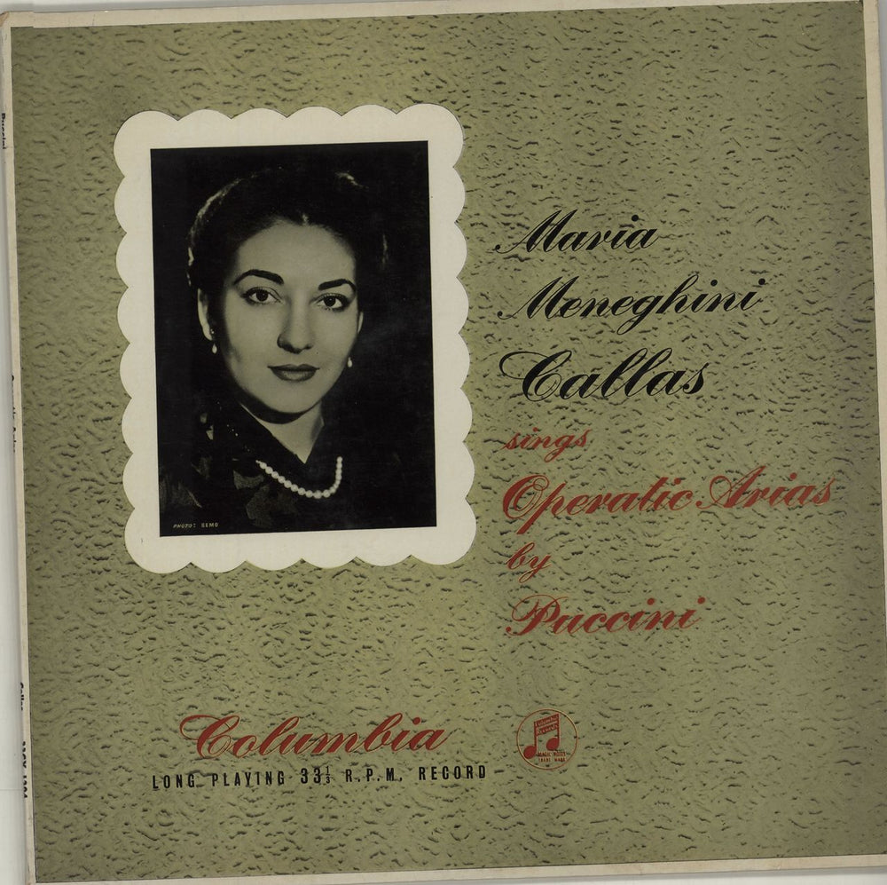 Maria Callas Maria Meneghini Callas Sings Operatic Arias By Puccini UK vinyl LP album (LP record) 33CX1204