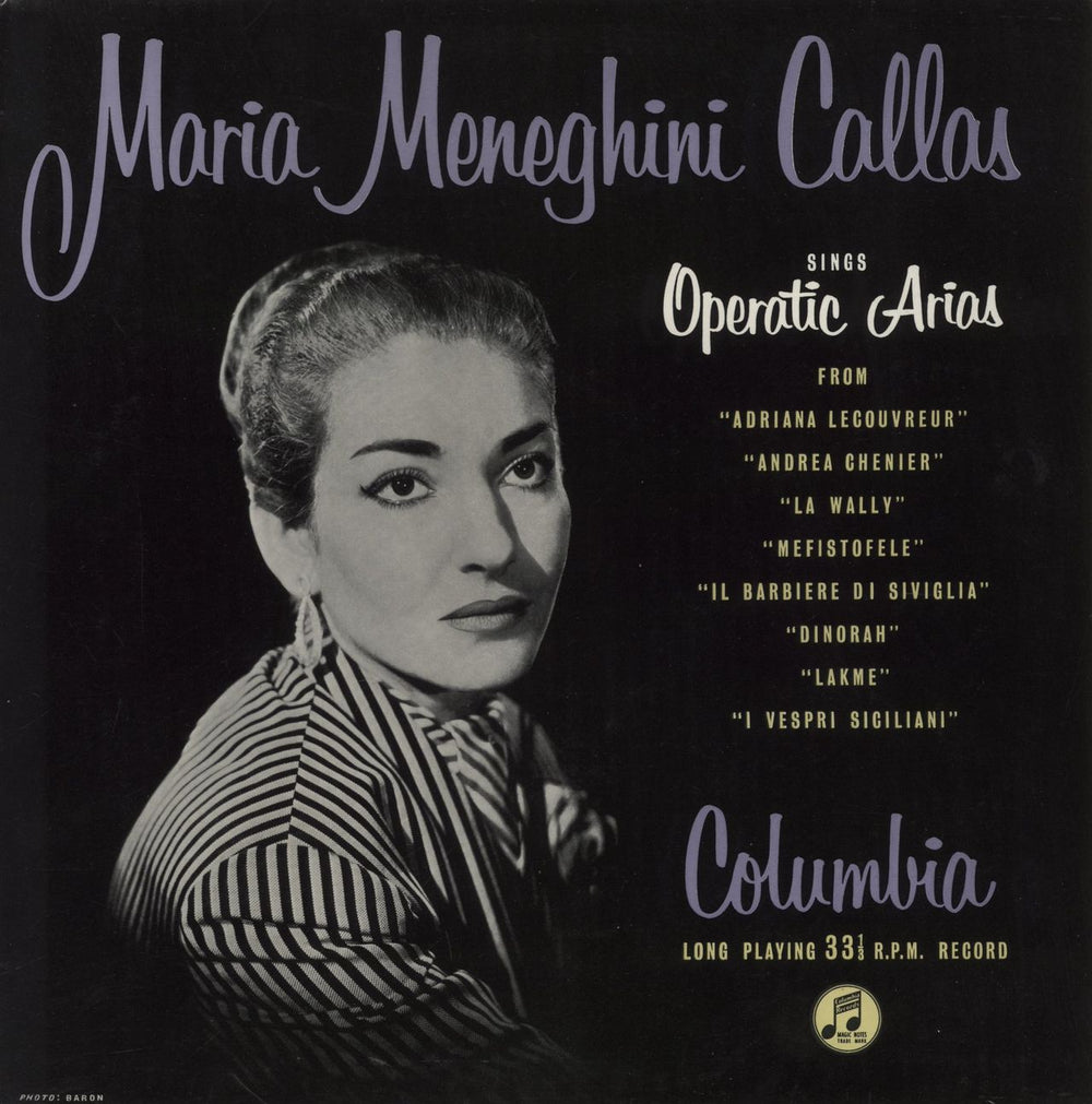 Maria Callas Sings Operatic Arias UK vinyl LP album (LP record) 33CX1231