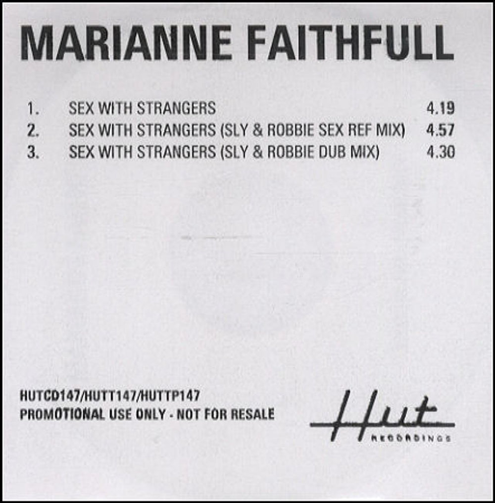 Marianne Faithfull Sex With Strangers UK Promo CD-R acetate CD ACETATE