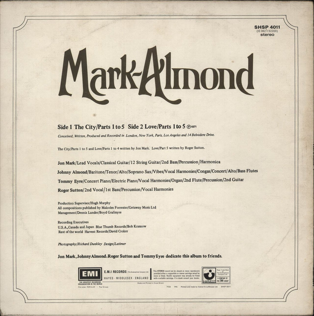 Mark-Almond Mark-Almond - 1st UK vinyl LP album (LP record)