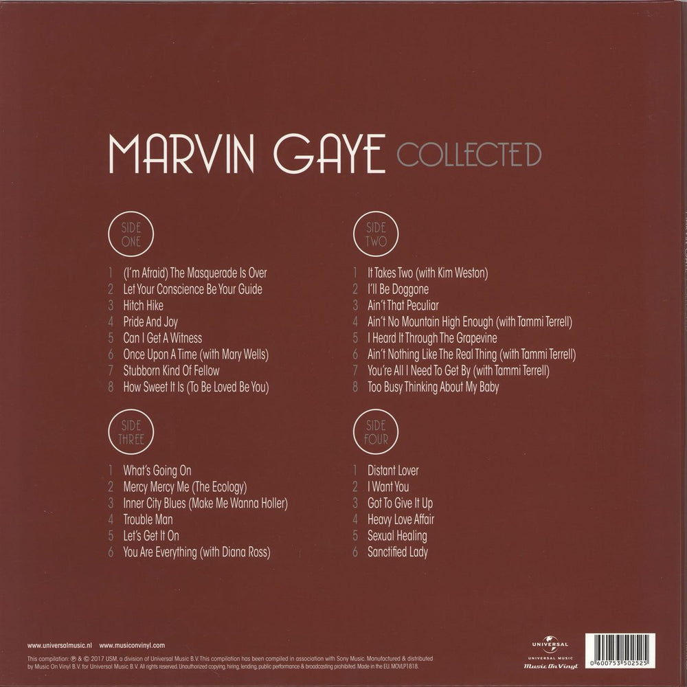 Marvin Gaye Collected - Black Vinyl 180 Gram UK 2-LP vinyl record set (Double LP Album) 600753502525