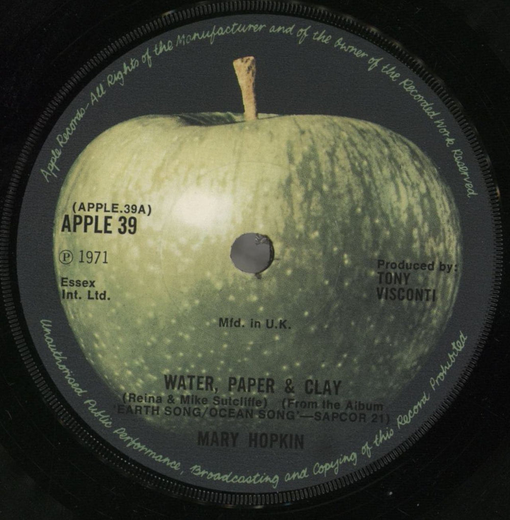 Mary Hopkin Water, Paper & Clay - P/S UK 7" vinyl single (7 inch record / 45) MHP07WA857086