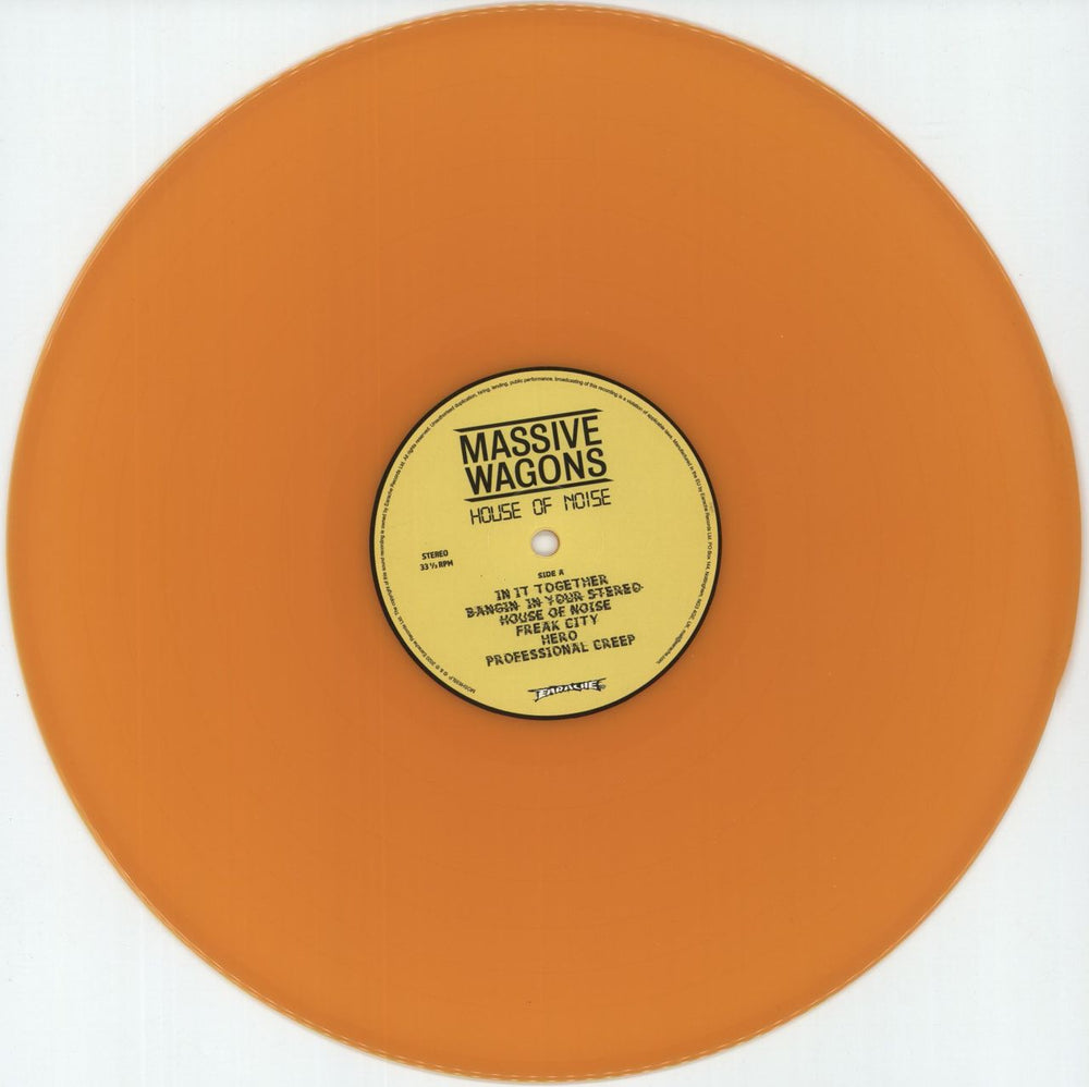 Massive Wagons House Of Noise - Orange Vinyl - Fully Autographed - EX UK vinyl LP album (LP record) 3C9LPHO875419