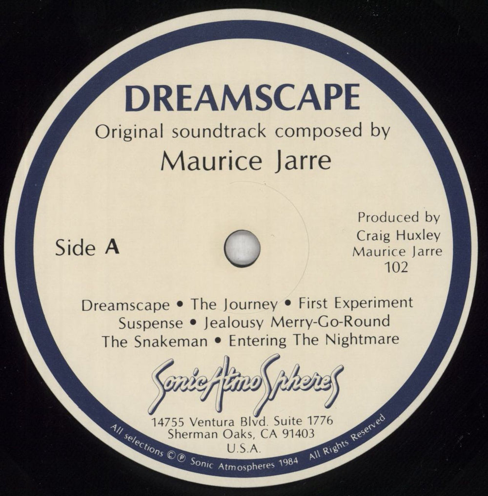 Maurice Jarre Dreamscape US vinyl LP album (LP record) MJALPDR825948