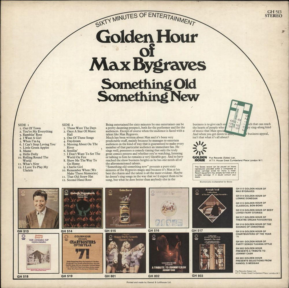 Max Bygraves Golden Hour Of Max Bygraves (Something Old Something New) UK vinyl LP album (LP record)