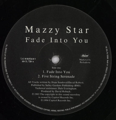 Mazzy Star Fade Into You - Numbered - EX UK 10" vinyl single (10 inch record) MZZ10FA734263
