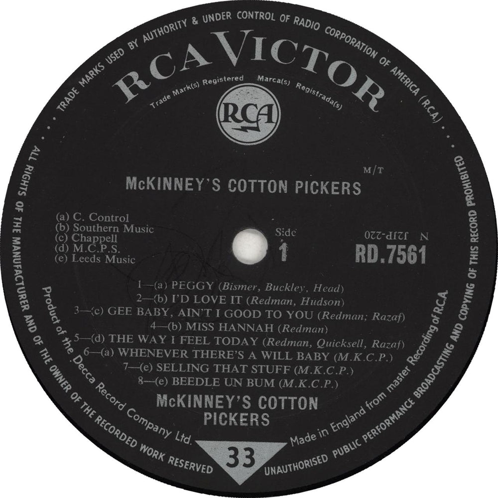 McKinney's Cotton Pickers McKinney's Cotton Pickers - 1st UK vinyl LP album (LP record)