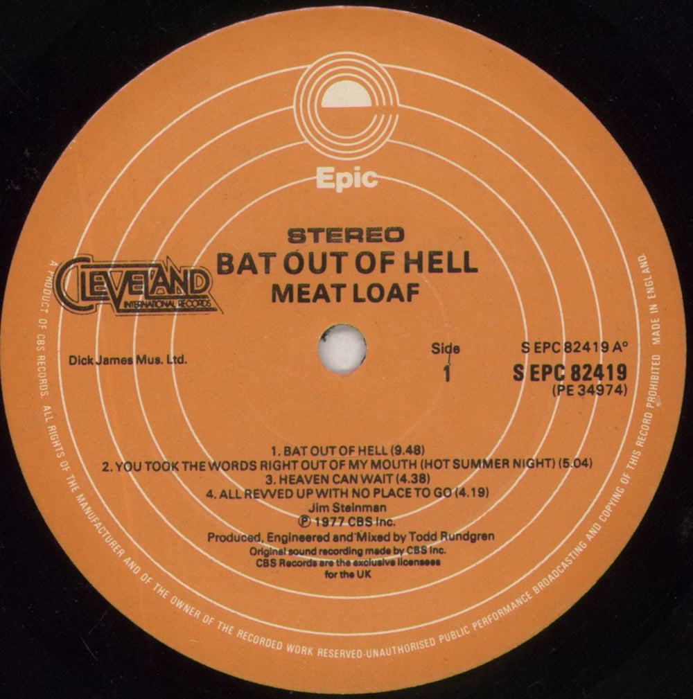 Meat Loaf Bat Out Of Hell - EX UK vinyl LP album (LP record) MEALPBA230156