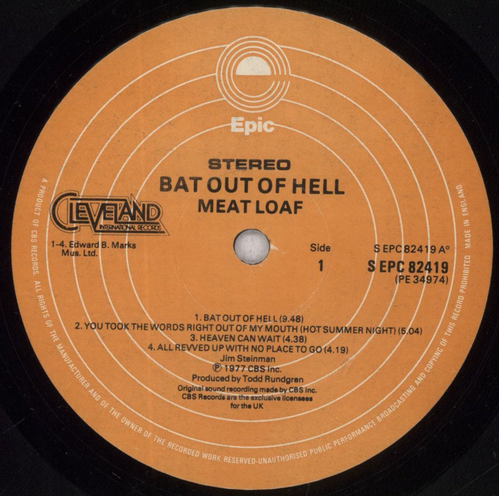 Meat Loaf Bat Out Of Hell - Gold promo stamped UK vinyl LP album (LP record) MEALPBA848192