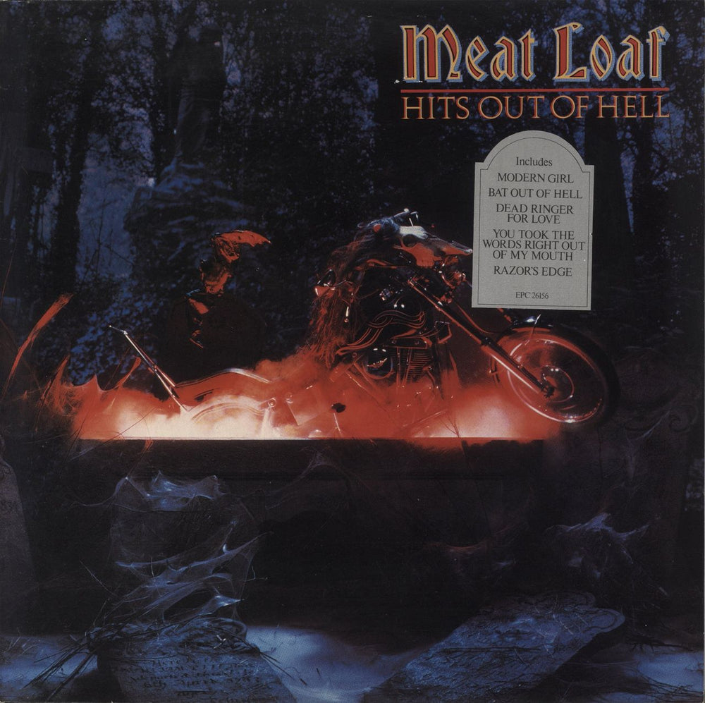 Meat Loaf Hits Out Of Hell - tombstone sticker UK vinyl LP album (LP record) EPC26156