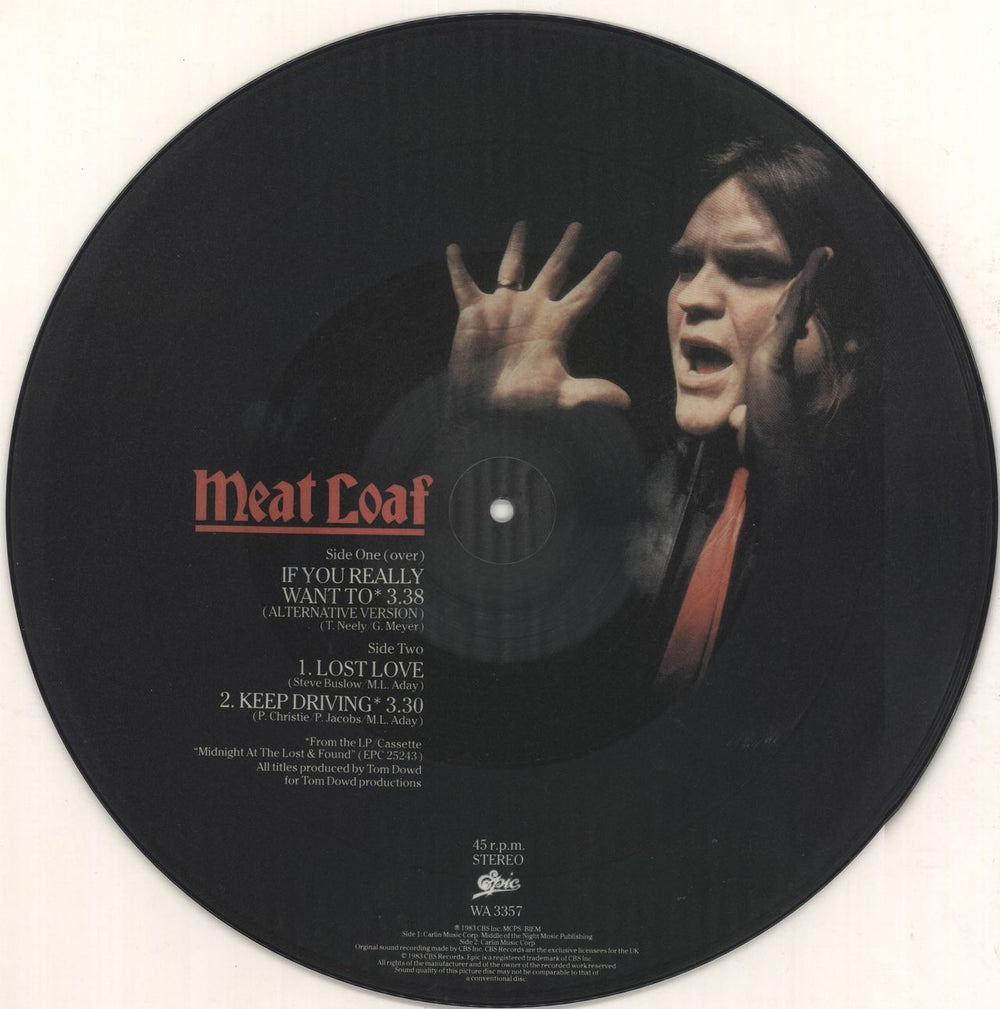 Meat Loaf If You Really Want To UK 12" vinyl picture disc (12 inch picture record)