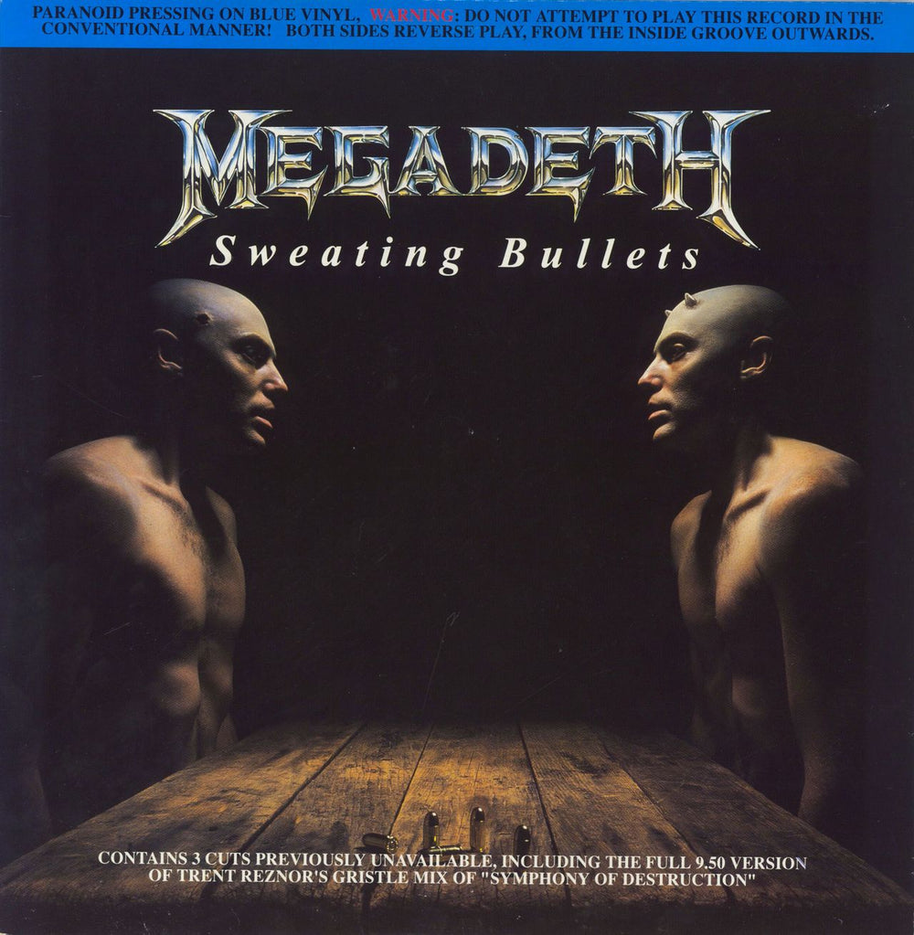 Megadeth Sweating Bullets - Blue Vinyl - EX UK 12" vinyl single (12 inch record / Maxi-single) 12CL682