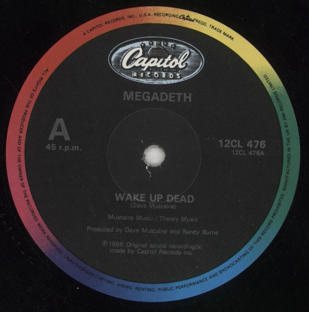 Megadeth Wake Up Dead - S/S + Cert UK 12" vinyl single (12 inch record / Maxi-single) MEG12WA89501