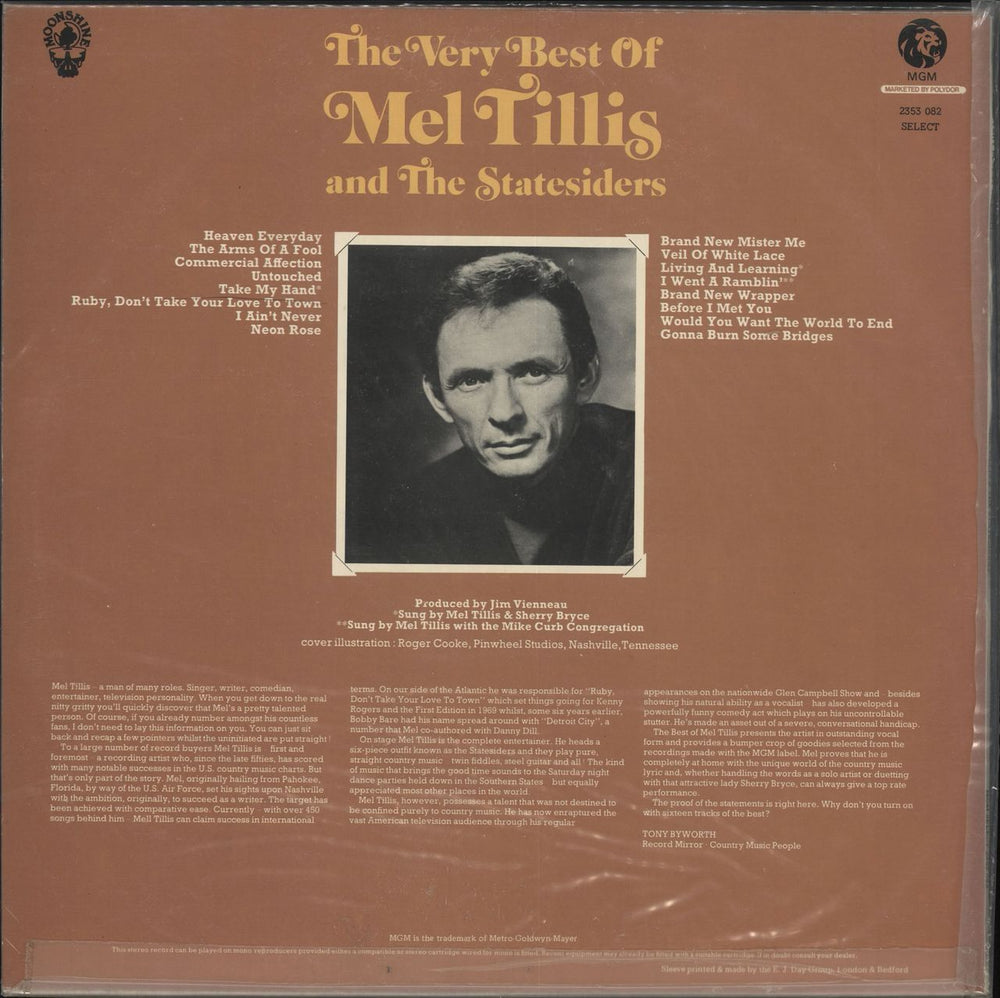 Mel Tillis The Very Best Of Mel Tillis And The Statesiders UK vinyl LP album (LP record)