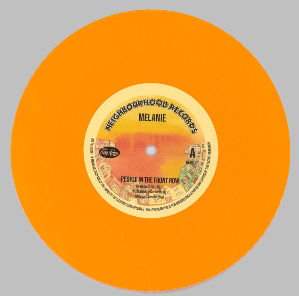 Melanie People In The Front Row - Orange Vinyl UK 7" vinyl single (7 inch record / 45) MLA07PE828148