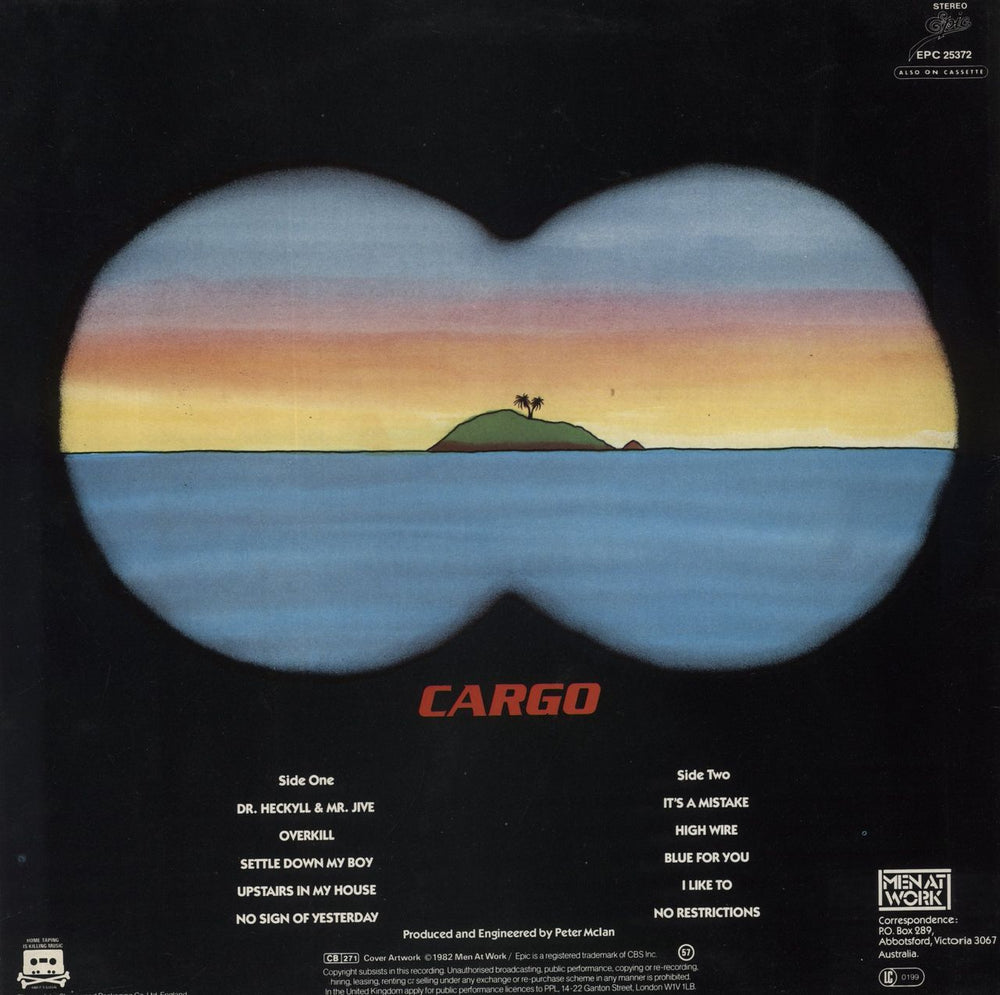 Men At Work Cargo UK vinyl LP album (LP record)