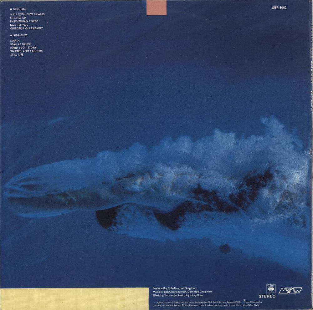 Men At Work Two Hearts New Zealand vinyl LP album (LP record)