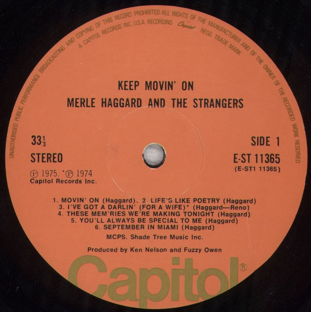 Merle Haggard Keep Movin' On UK vinyl LP album (LP record) MBJLPKE449145