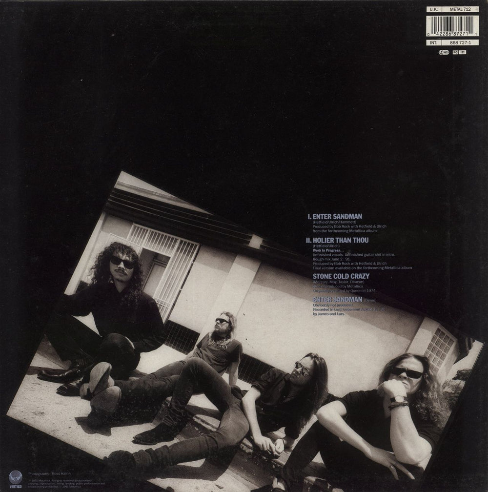 Metallica Enter Sandman - EX UK 12" vinyl single (12 inch record / Maxi-single) 042286872711