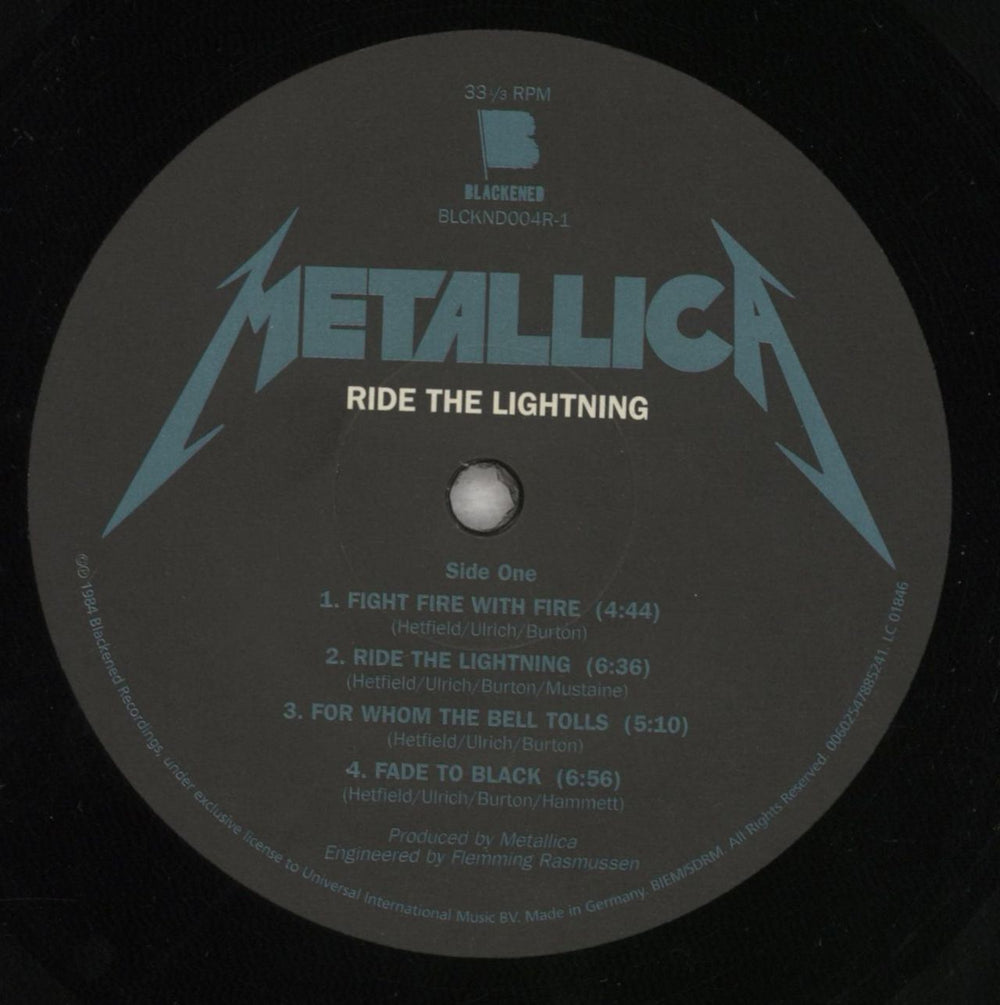 Metallica Ride The Lightning - Remastered UK vinyl LP album (LP record) METLPRI841662