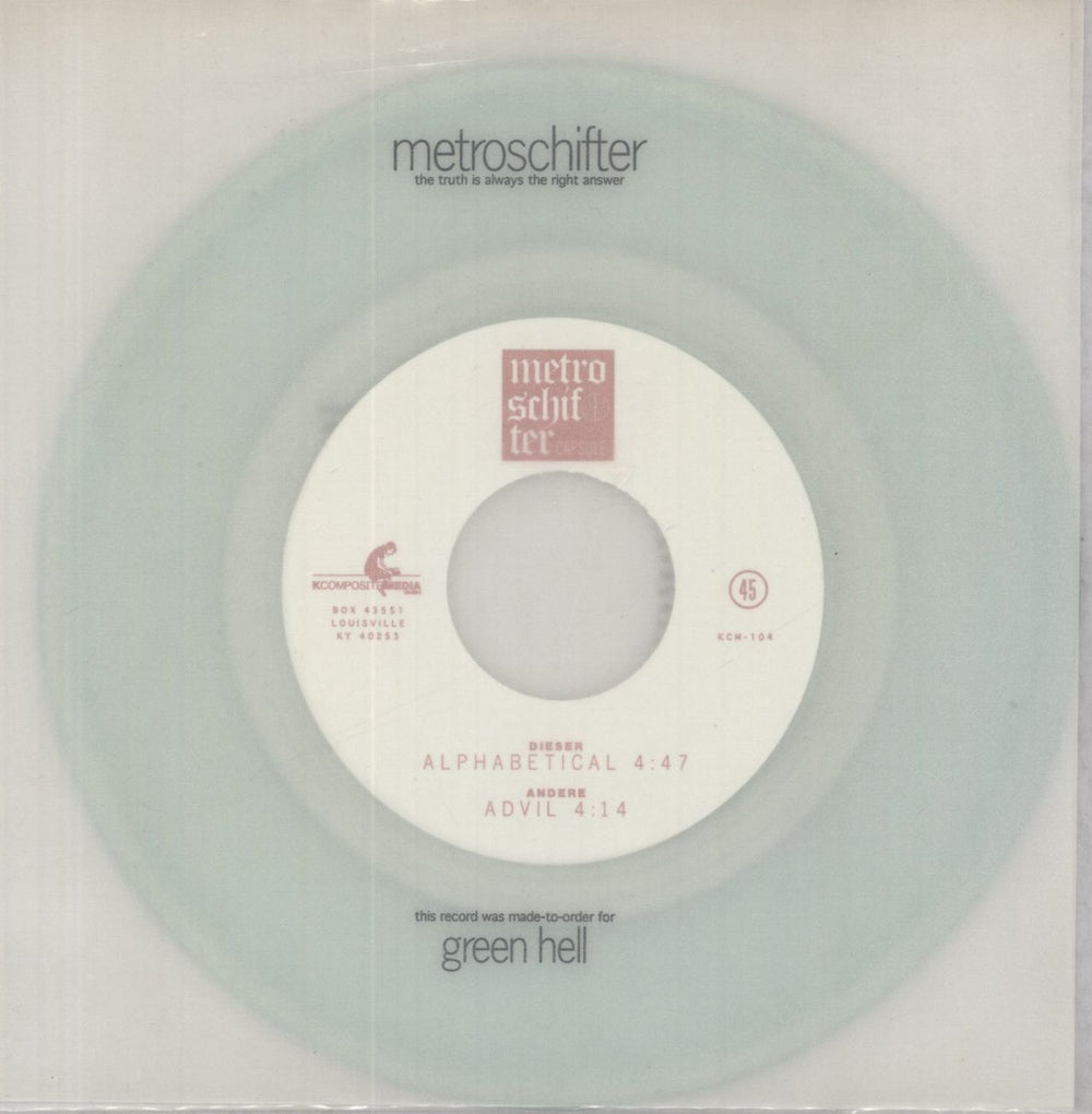 Metroschifter The Truth Is Always The Right Answer - Clear Vinyl US 7" vinyl single (7 inch record / 45) KCM-104