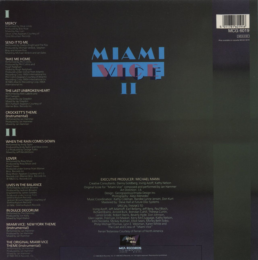 Miami Vice Miami Vice II UK vinyl LP album (LP record) 5011781601916