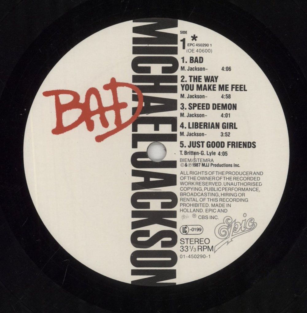 Michael Jackson Bad - Hype stickered sleeve UK vinyl LP album (LP record) M-JLPBA585792