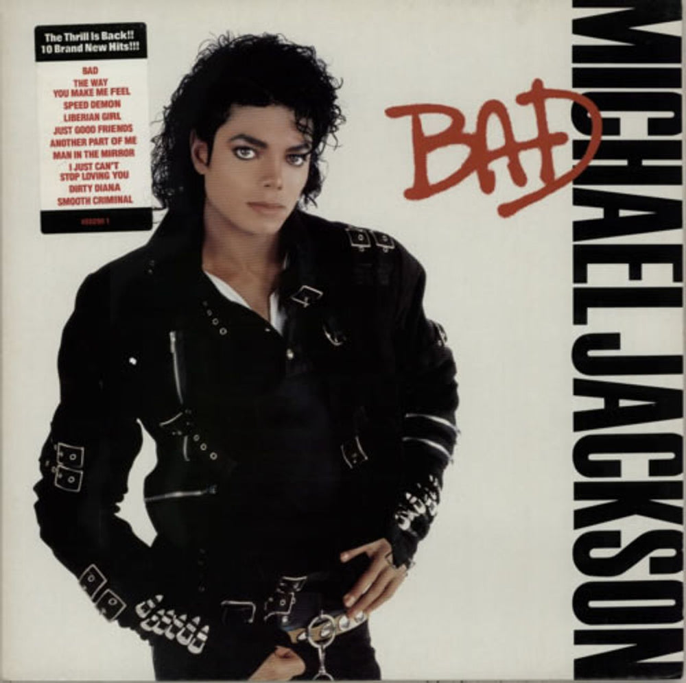 Michael Jackson Bad + 'The Thrill Is Back' Hype Sticker UK vinyl LP album (LP record) 4502901