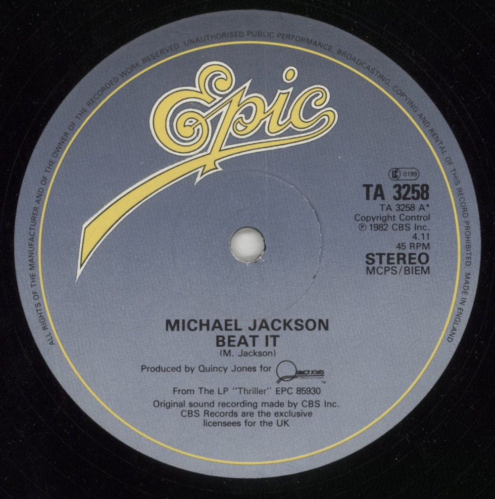 Michael Jackson Beat It UK 12" vinyl single (12 inch record / Maxi-single) M-J12BE32928