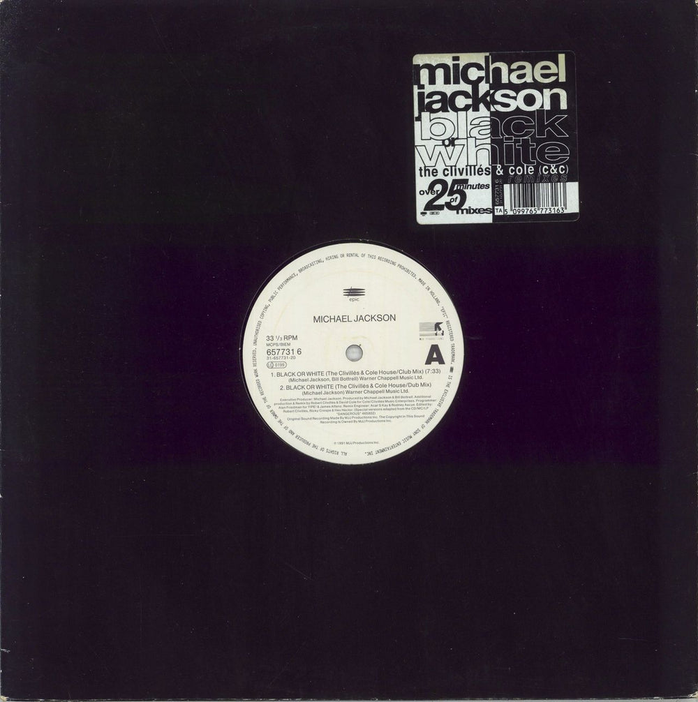 Michael Jackson Black Or White (The Clivillés & Cole Remixes) Dutch 12" vinyl single (12 inch record / Maxi-single) 6577316