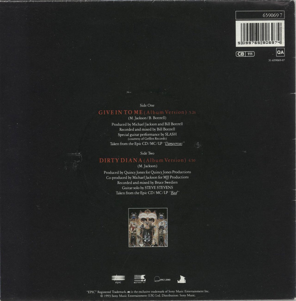 Michael Jackson Give In To Me - Poster UK 7" vinyl single (7 inch record / 45) 5099765906974