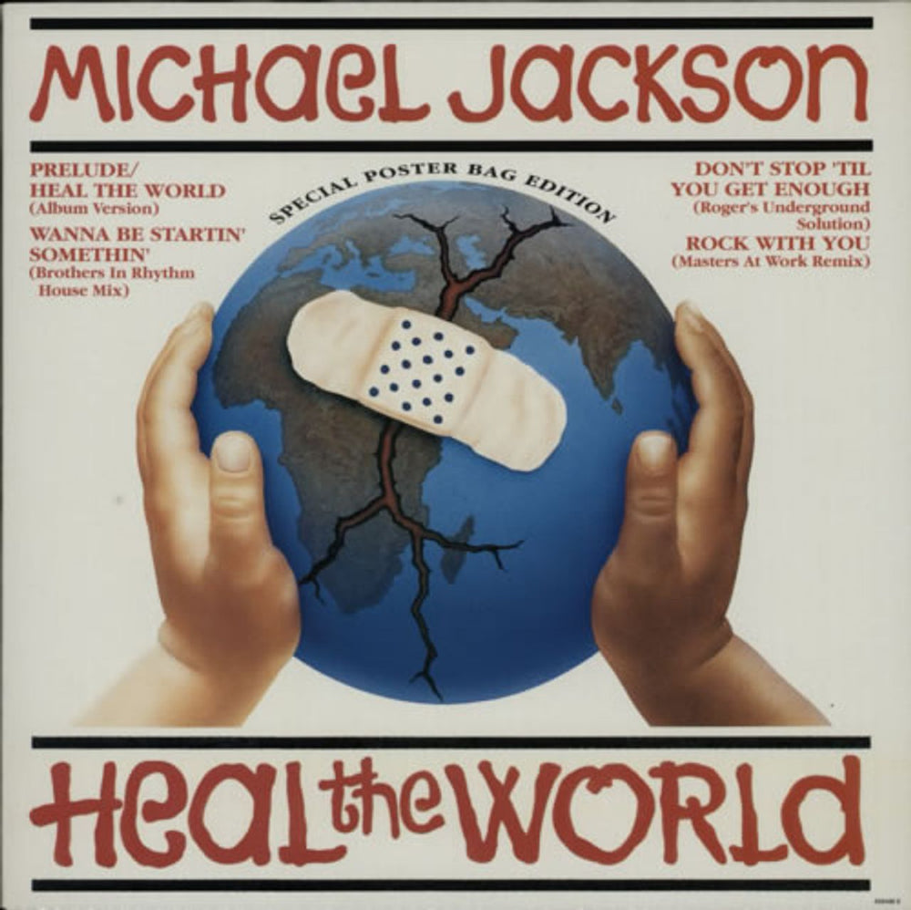 Michael Jackson Heal The World + Poster UK 12" vinyl single (12 inch record / Maxi-single) 6584888