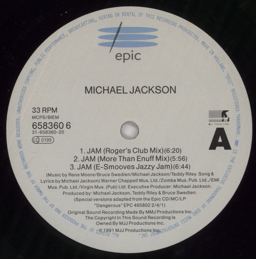 Michael Jackson Jam UK 12" vinyl single (12 inch record / Maxi-single) M-J12JA692175