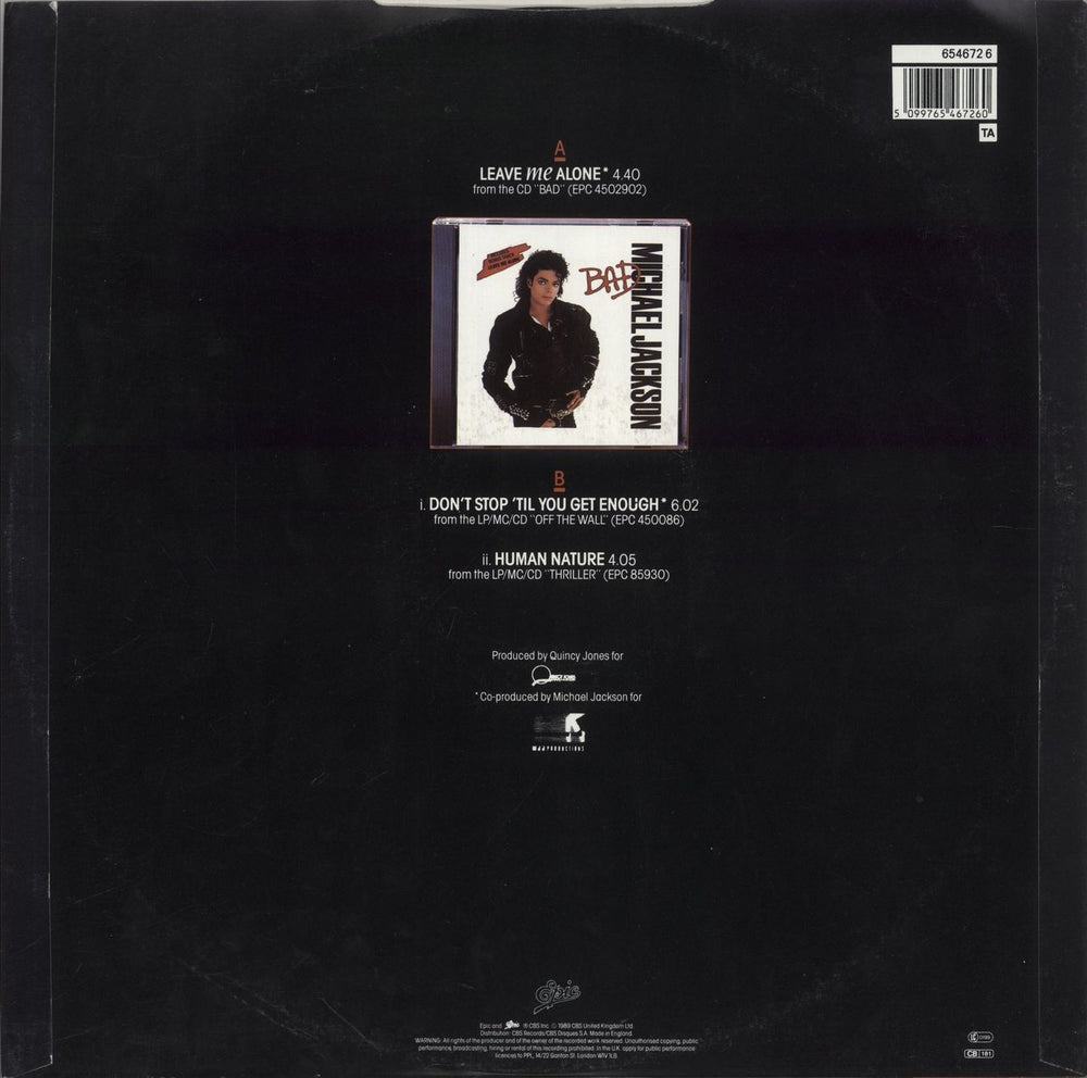 Michael Jackson Leave Me Alone UK 12" vinyl single (12 inch record / Maxi-single) 5099765467260