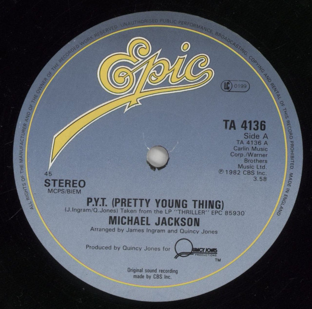 Michael Jackson P.Y.T. (Pretty Young Thing) - P/s UK 12" vinyl single (12 inch record / Maxi-single) M-J12PY17688