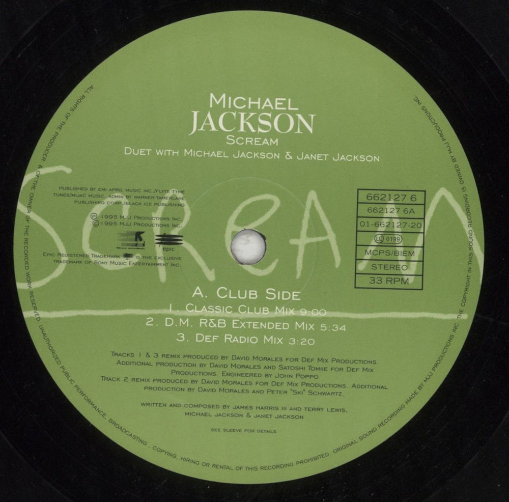 Michael Jackson Scream (The Remixes) - Blue Sleeve UK 12" vinyl single (12 inch record / Maxi-single) M-J12SC47376