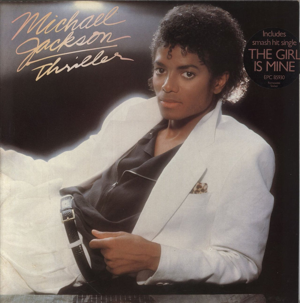 Michael Jackson Thriller - 1st - TGIM Sticker - EX UK vinyl LP album (LP record) EPC85930