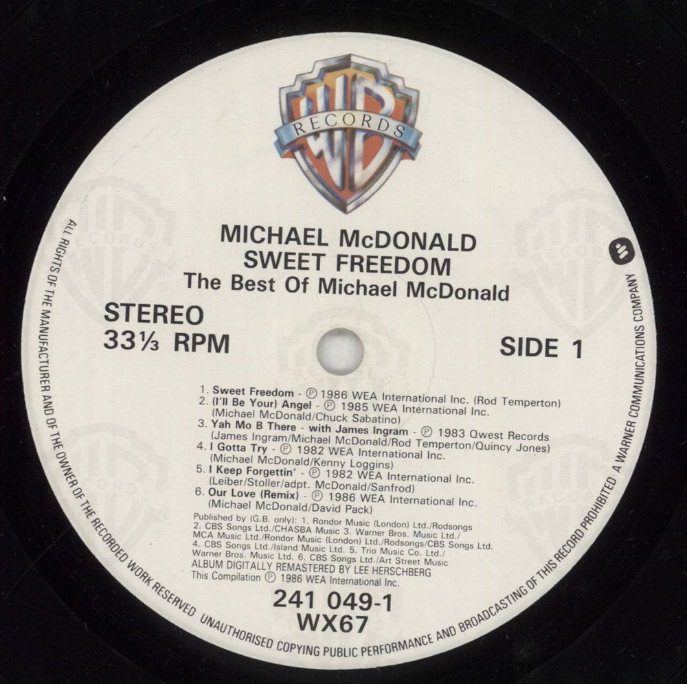 Michael McDonald Sweet Freedom UK vinyl LP album (LP record) MIMLPSW245129