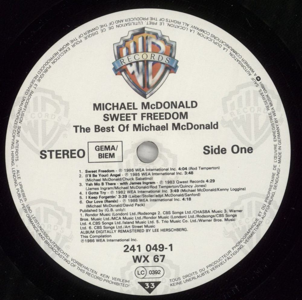 Michael McDonald Sweet Freedom UK vinyl LP album (LP record) MIMLPSW879968